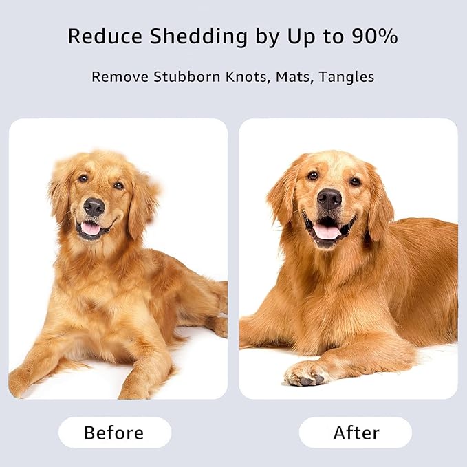 YINGFAN Dog Comb, Stainless Steel Dematting Comb for Dogs and Cats, Non-Slip Handle Dog Combs for Grooming Matting (Black)