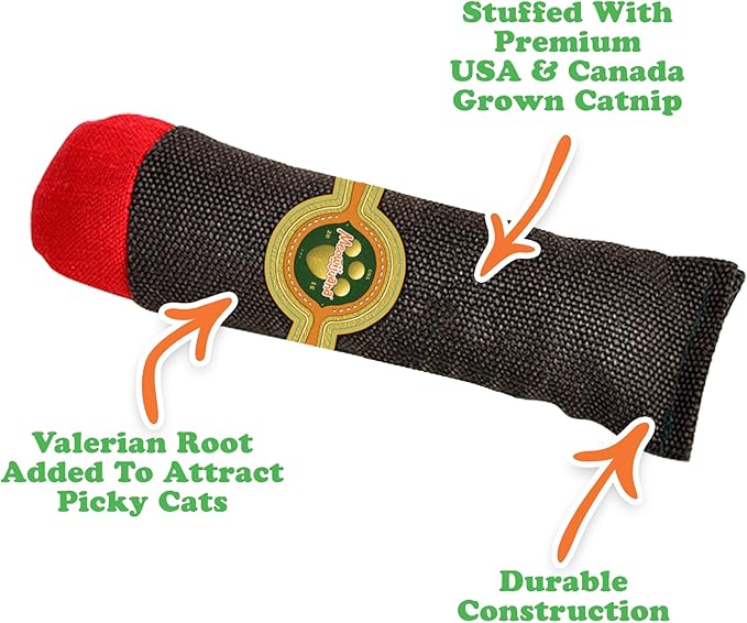 Meowijuana | Catnip Filled Cigar Toy | Promotes Play and Cat Health | Includes Organic Catnip Grown in North America | Feline and Cat Lover Approved