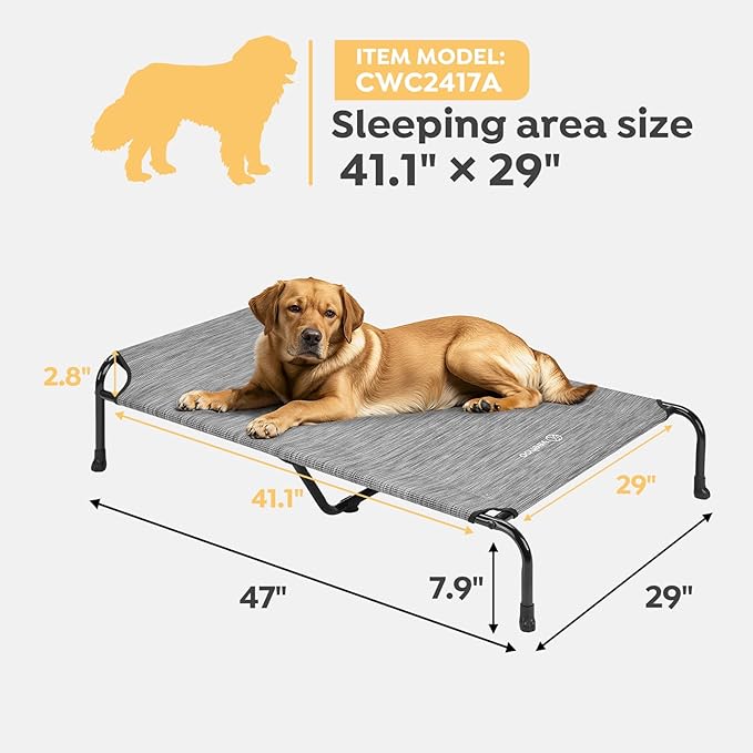 Veehoo Original Elevated Dog Cot - Raised Headboard Cooling Pet Bed, Large Dogs, Non-Slip & Breathable, XXL, CWC2417A