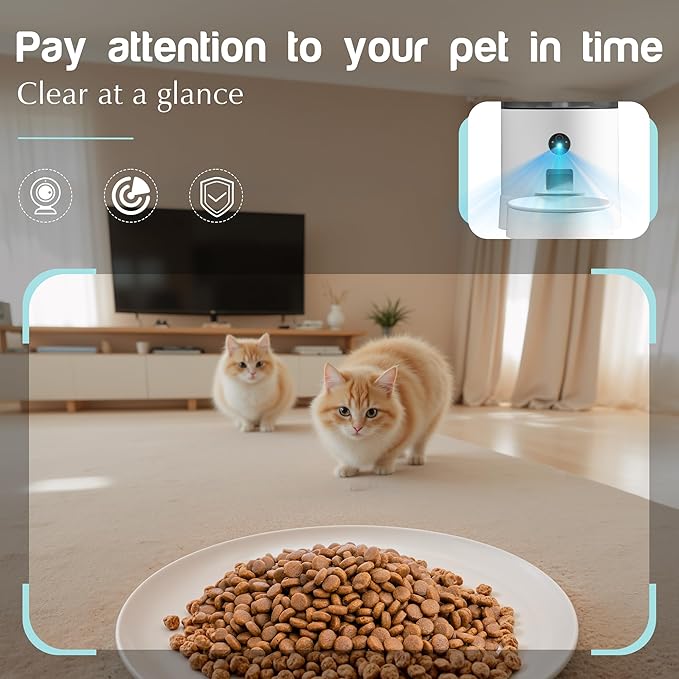 Warcat Vacuum Automatic Smart Cat Feeder with Timed Remote Control & Visual Monitoring, APP-Enabled Pet Food Dispenser for Cats, Dogs & Small Animals, Automatic Feeding Solution