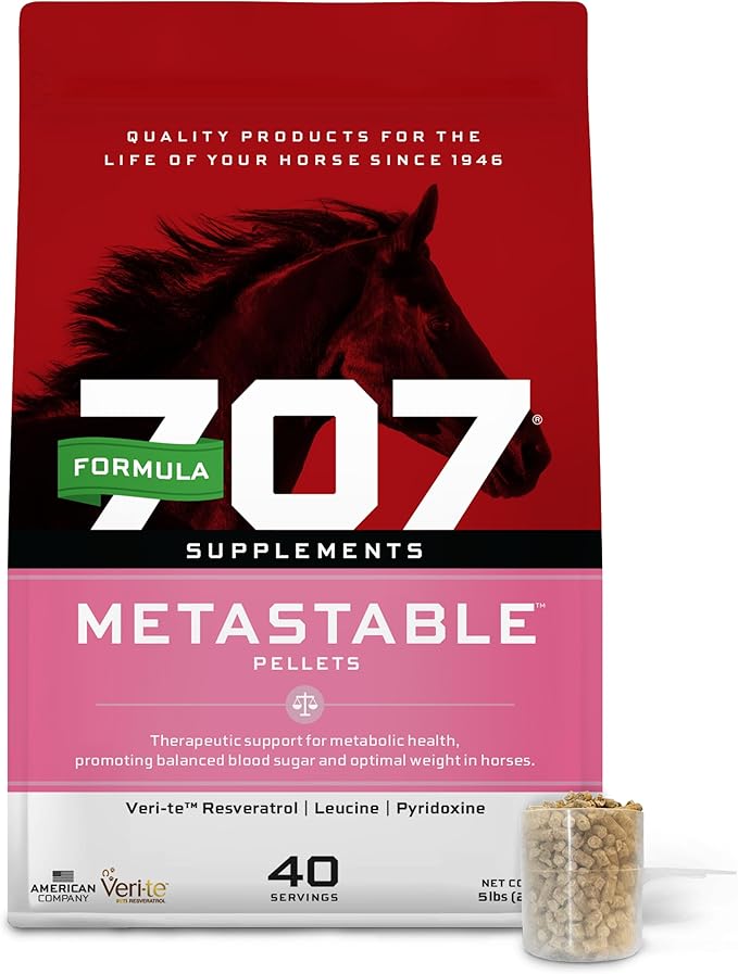 Formula 707 MetaStable Pellets for Horses 5 lb Bag – 40 Servings – University-Studied Support for Horses with Laminitis, Insulin Resistance & Metabolic Disorders