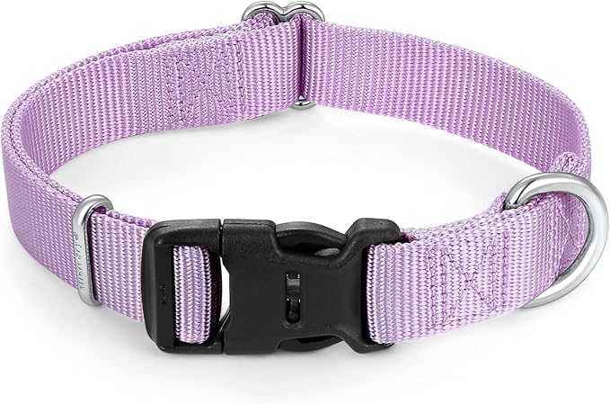 Mikivery Nylon Dog Collar with Quick Release Buckle Soft Adjustable Sturdy for Small Medium Large Dogs Violet,M