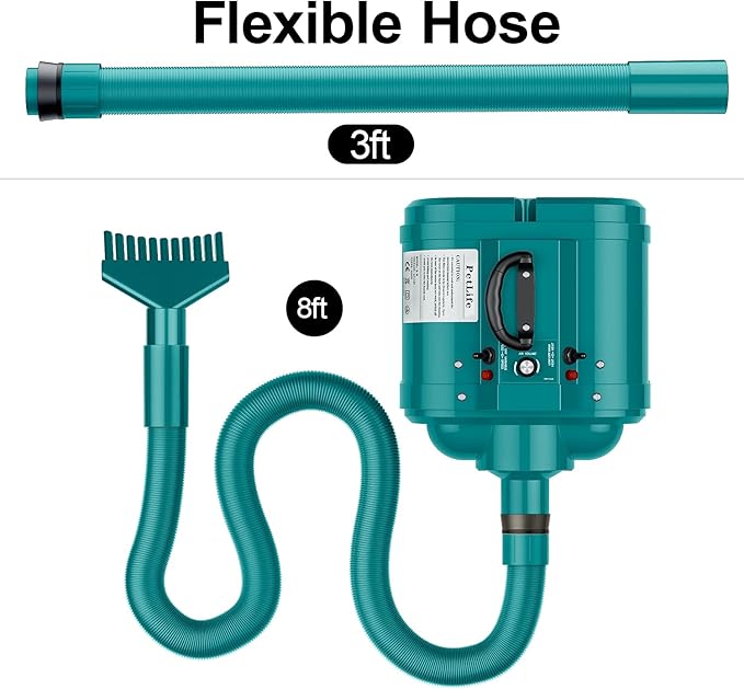 PetLife Variable Speed Dog Grooming Dryer for Medium/Large Dogs, Dual Motor, 5.0HP High Velocity Professional Dog Pet Grooming Hair Drying Force Dryer Blower with Heater