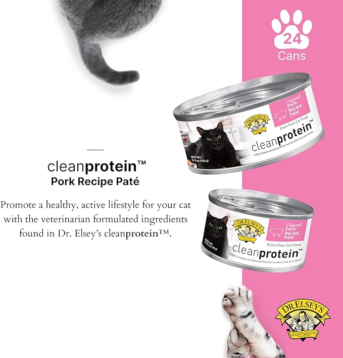 Dr. Elsey's cleanprotein Original Pork Recipe Wet Cat Food, (Pack of 24), 2.75oz Cans