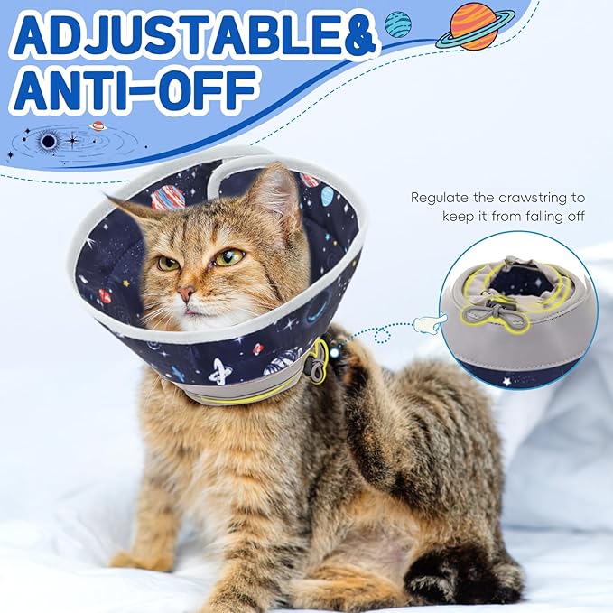 Cat Cone Collar Soft, Comfortable Cat Recovery Collar Pet Cone for Small Large Cats, Lightweight Elizabethan Collar for Cats Kittens After Surgery Prevent from Licking Wounds, Star, S