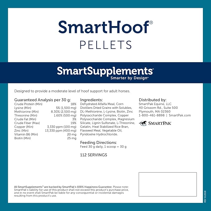 SmartHoof Pellets | Horse Biotin Joint Support Supplement with Essential Minerals for Healthy Hooves | Contains Methionine, Lysine, Copper, Zinc and More | 56 Servings | 7.6 lb Bag