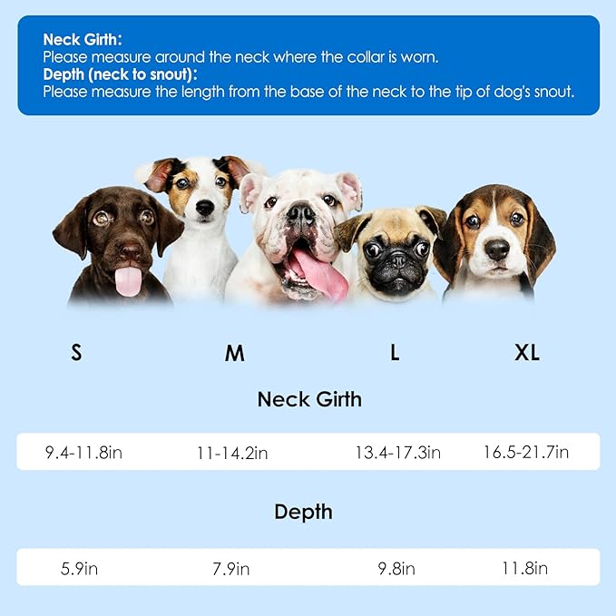 SAWMONG Soft Dog Cones for Small Dogs, Cone for Dogs to Stop Licking, Adjustable Elizabeth E-Collar for Dog After Surgery Alternative, Comfy Pet Recovery Collar (S,Blue)