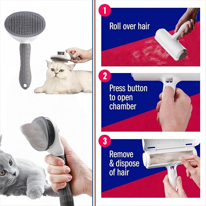 Roller Pet Hair Removal Tool，Reusable Lint Roller - Cat and Dog Hair Remover for Furniture，Dog Brush for Shedding，Portable Multi-Surface Fur Removal Tool (Sofas,Carpets,Clothing,Bed Sheet)