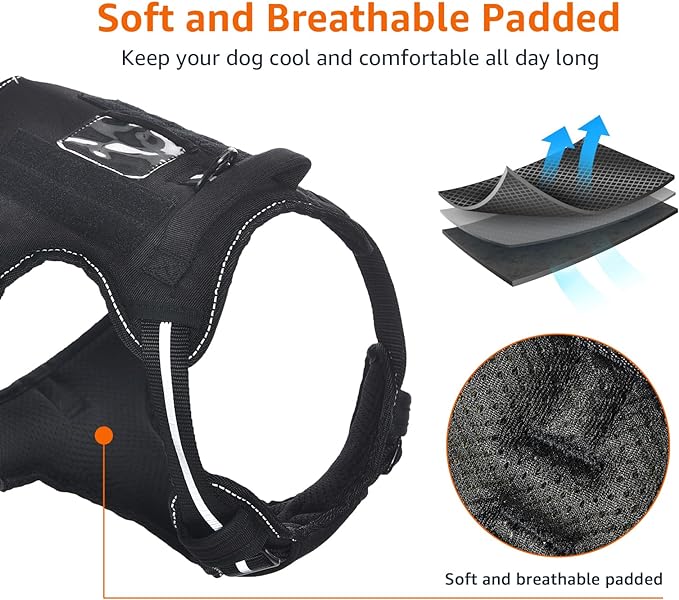 Amazon Basics No Pull Dog Harness, Adjustable Front Clip, Tactical Vest, X-Large, Black
