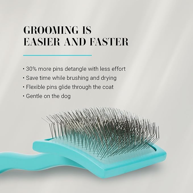 Chris Christensen Big G Dog Slicker Brush for Dogs (Goldendoodles, Labradoodles, Poodles), Groom Like a Professional, Fluff Detangle Style, Saves Time Energy, Teal, Medium