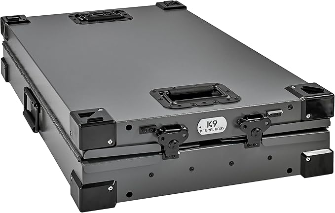 Heavy Duty Fully Collapsible Powder-Coated Aluminum Dog Crate - Small (Gray)