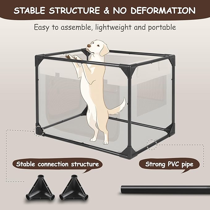 Dog Crate - Soft Pet Kennel for Dogs/Cats, 3-Door Breathable Travel Cage with Mesh Window, Portable Dog Kennel for Indoor & Outdoor, Blue-XL