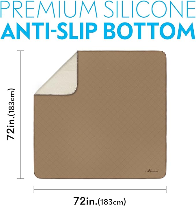 Paw Inspired Washable Pee Pad for Dogs | Leakproof, Non-Slip Reusable Puppy Pad for Potty Training, Whelping, Waterproof Mat (72x72 Size, Pack of 1)