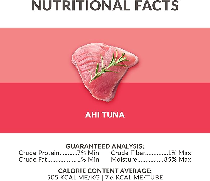 Simply Puree Ahi Tuna Tub for Cats | 48 Individual Servings of High-Protein, All-Natural Grain-Free Cat Treats | Easy-to-Serve, Delicious Puree Perfect for Snacking or Rewarding Your Cat