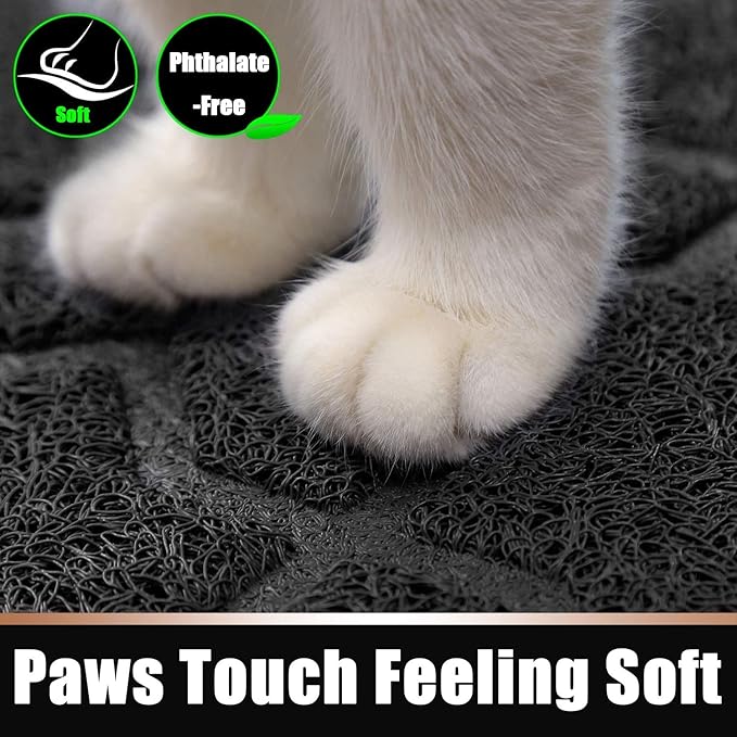 Yimobra Cat Litter Mat, 47"x36" Litter Box Mat with Litter Lock Mesh, Soft Cat Litter Mat Litter Trapping Mat, Easy to Clean, Non-Slip, Water Resistant, Litter Free Floors, Black