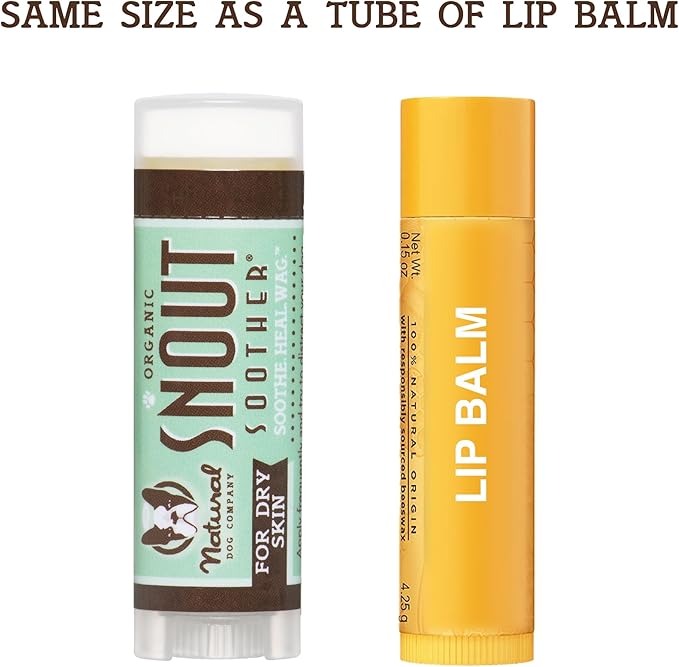 Natural Dog Company Snout Soother, Dog Nose Balm, Wax & Cream for Dry, Cracked Noses, Heals & Moisturizes with Shea Butter & Coconut Oil, Lick-Safe Nose Butter, Made in USA, 0.15 oz. Stick