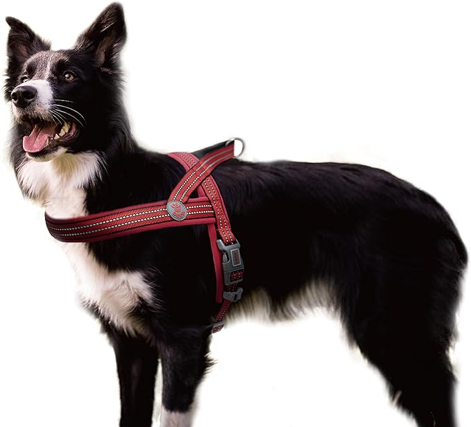 DOCO No-Pull Dog Harness Halter Reflective Easy-Control Harness for Training, Walking, and Preventing Pulling, Ideal for Large Dogs(Red)
