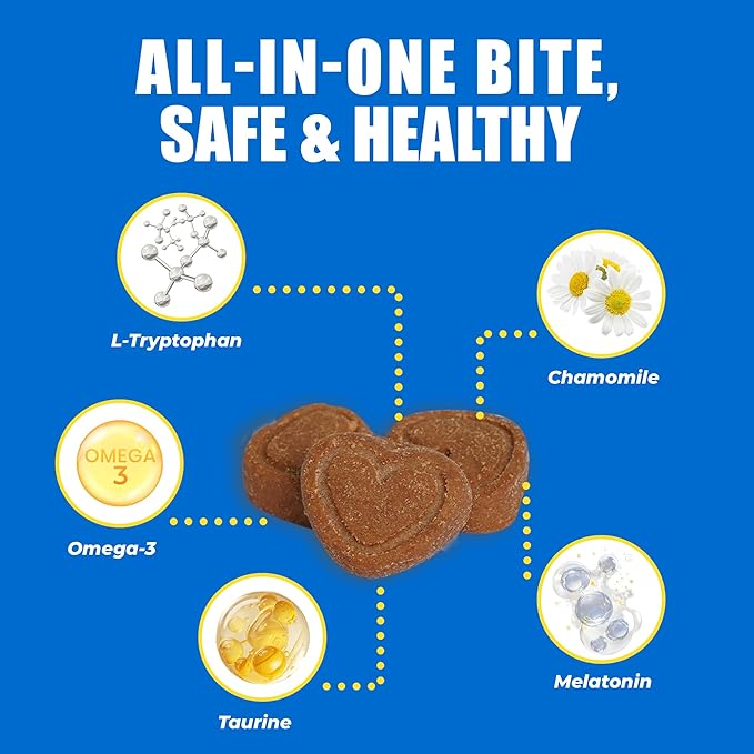 Just Try 300 Bites Calming Cat Treats for Relaxation - with Chamomile, L-Tryptophan, Melatonin for Cats– Chicken Flavor Calming Bites for Cats 6.35 oz