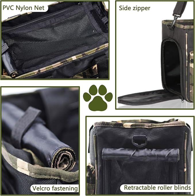 Cat Carrier Bag, Foldable Pet Bag Airline Approved, Pet Travel Carrier for Medium Cats Small Cats Dogs, Sturdy Transport Carriers Long Trips(Grey)