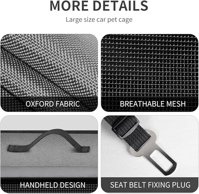 Double Cat Car Travel Carrier, Twin Compartment Show House Cat Cage/Condo，Portable Pet Crate for 2 Cats Travel Double Dog Crate Set for Long Distance Travel