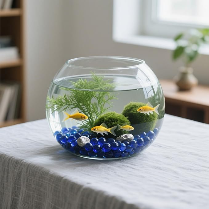 2.16LB Glass Beads Vase Filler Aquarium Gravel Decor Flat Glass Marbles Gems Pebbles Fish Tank Rocks Home Decorative Art Craft - Cobalt Blue