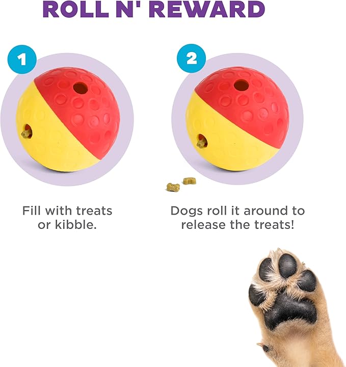 Outward Hound by Nina Ottosson Treat Tumble Interactive Puzzle Ball Dog Toy, Level 1 Beginner, Pink, Large (5.75" Diameter)