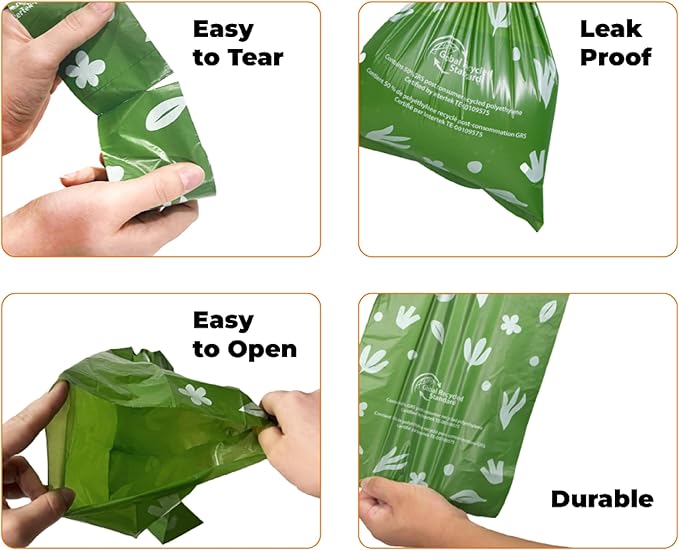 Best Pet Supplies Poop Bags for Dogs, 50% Post-Consumer Recycled Content dog waste bags on rolls, fits all poop bag holders for leashes - 150 Count, Green, Lavender Scented