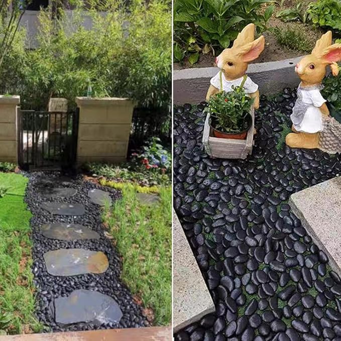 HappyFiller 18 LB Black Pebbles Decorative Polished Terrarium Rocks Stones for Aquarium,Fish Turtle Tank,Fountain,Plants Top Dressing,Cactus,Succulents,Garden Landscaping,0.8-1.6 Inch