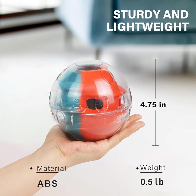 PrimePets Dog Treat Ball, Adjustable Food Dispensing Interactive Toys, Slow Feeder Treat Ball, 4.8'' Green/Red