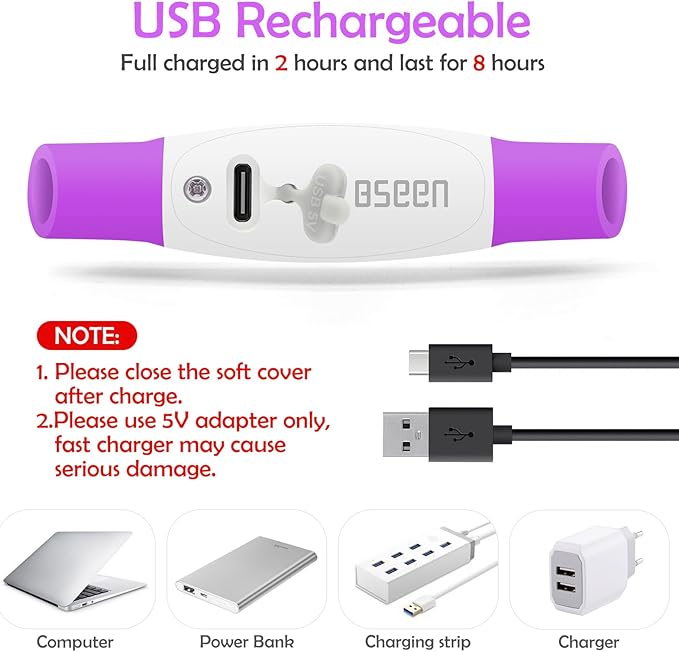 Light up Dog Collar, BSEEN USB Rechargeable Flash Dog Necklace Light, Pet Safety Collar Makes Your Beloved Dogs Be Seen at Night for Small Medium Large Dogs(Purple)