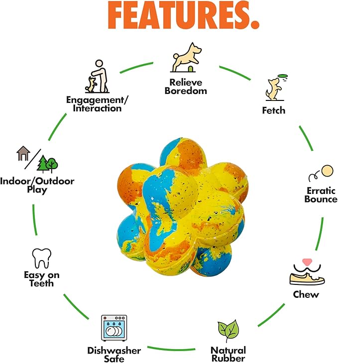 Max Fusion with Nike Grind, Arlee Pop It Dog Toy, Chew Toy for Play, Fetch, Tug, M