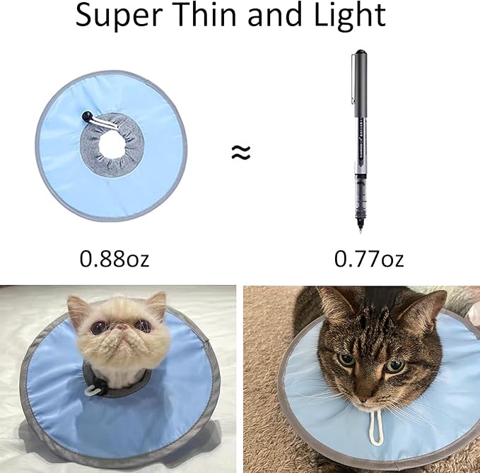 Waterproof Cat Recovery Collar, Adjustable Pet Cone Collar, Protective Cat Neck Cones to Stop Licking Wounds, Lightweight Kitten Cones After Surgery, Elizabethan E Collar for Cats, Small Dog, Puppy