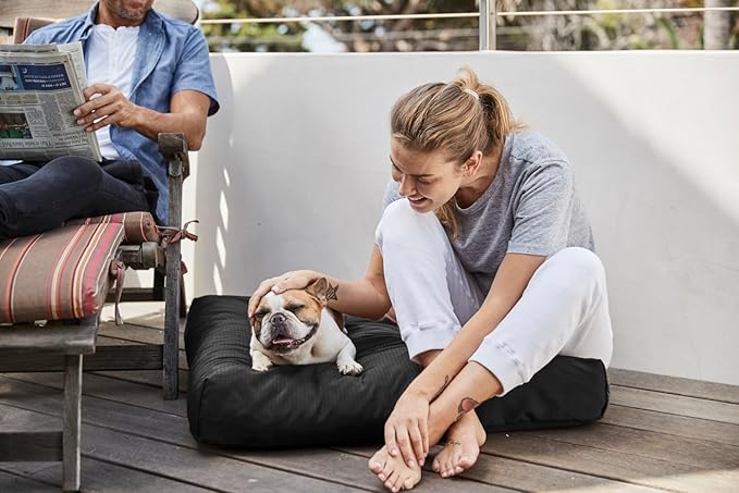 K9 Ballistics Tough Rectangle Pillow Large Dog Bed - Removable Cover, Washable, Durable & Water Resistant Dog Bed Made for Big Dogs 40"x34", Obsidian Black