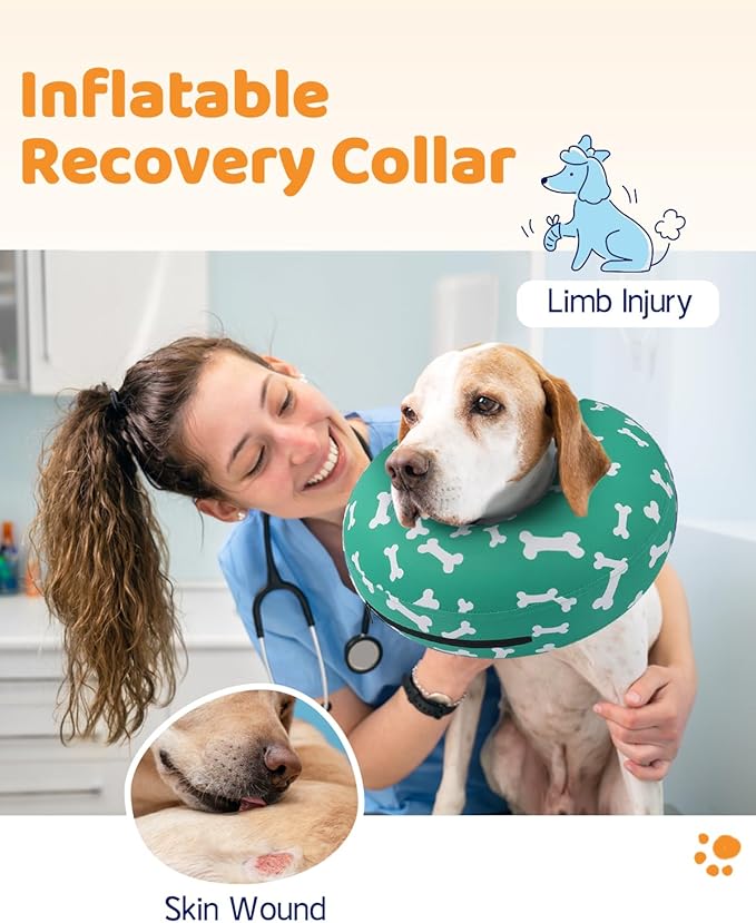Super Inflatable Dog Cone Alternative - Soft Recovery Collar for Small to Large Dogs