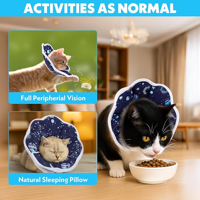 Soft Adjustable Cat Cone Collar Lightweight Cat Recovery Collar to Stop Licking Protective Cats Neck Cone After Surgery for Small Animal Cats Kittens Puppies After Surgery Grooming