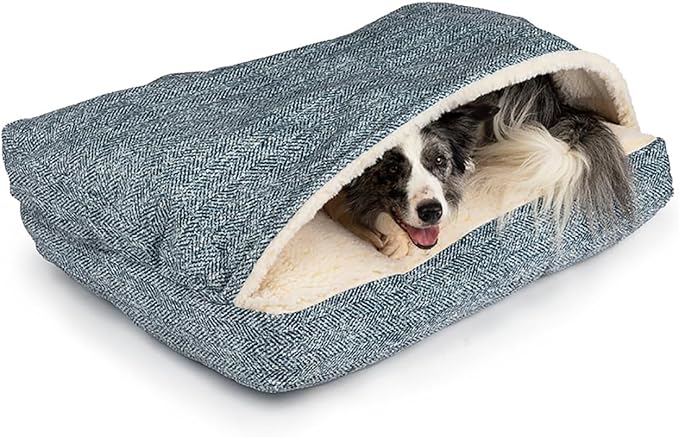 Snoozer Pet Products Luxury Rectangle Cozy Cave Dog Bed with Microsuede, Showdog Collection, Extra Large, Palmer Indigo