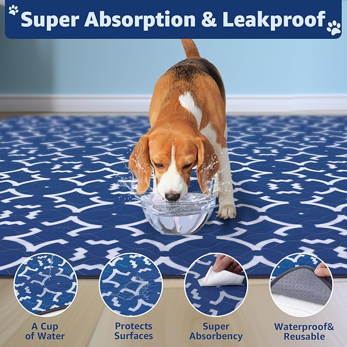 LOOBANI Reusable Pee Pads for Dogs: 2 Pack 36"x 41" Super Absorbent Washable Puppy Pads Non-Slip Whelping Pad Dog Playpen Mat, Waterproof & Leakproof Dog Training Pads for Floor, Crate, Potty