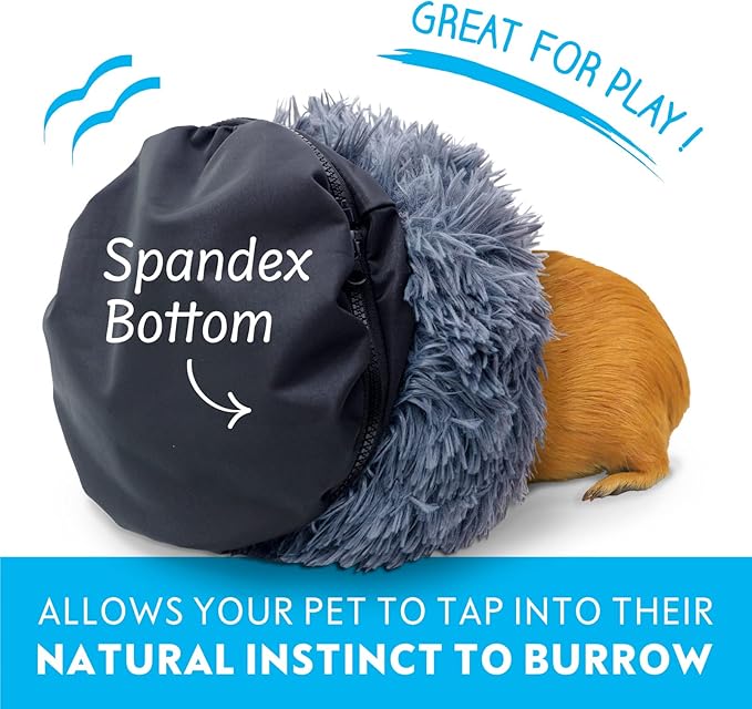 Paw Inspired Furr-O Burrowing Pet Bed with Zip-On Spandex and Fleece Bottoms for Guinea Pigs and Other Small Animals, Cozy Carrier, Hideout Enrichment Toy, Cage Accessories (Purple)