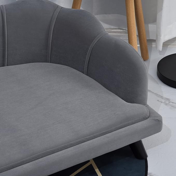 PawHut Velvet Large Dog Couch with Foam Cushion, Soft and Cute Dog Bed with Pearl Design, Dog Sofa for Big and Medium Dogs, Charcoal Gray