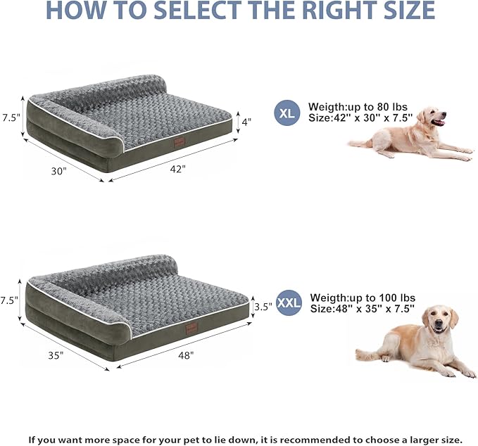 BFPETHOME Orthopedic Dog Beds for Large Dogs-Waterproof Sofa Pet Bed with Removable Washable Cover, Big Dog Bed with Waterproof Lining and Nonskid Bottom,Pet Bed for Large Dogs