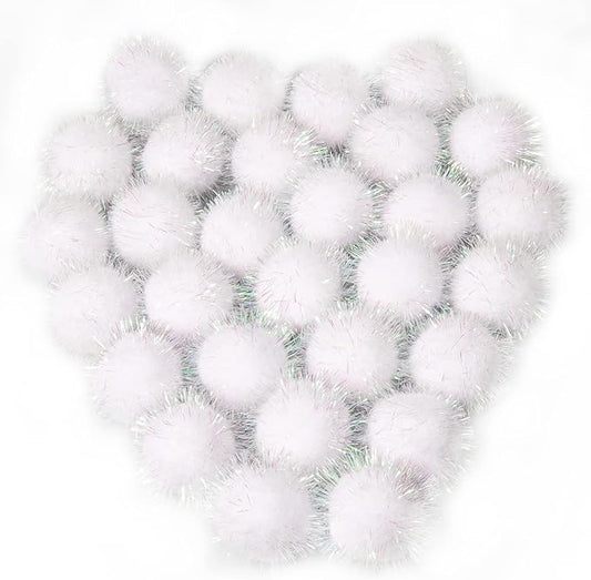 VAPKER 30 Pcs Cat Toys - Sparkle Balls, Extra Large 2 Inch Glitter Balls, White Color