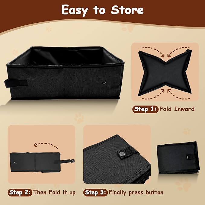 Portable Litter Box for Cats, Foldable & Waterproof Cat Travel Litter Box, 15.75 * 11.82 * 3.94 Inches, Traveling & Camping Cat Supplies - Pink