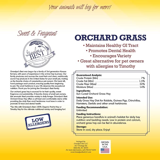 Grandpa's Best Orchard Grass Bale, 40 oz