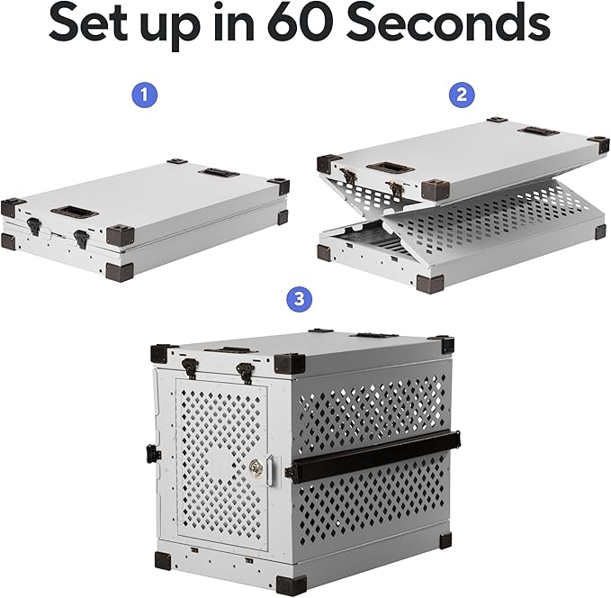 Impact Collapsible Dog Crate - Foldable Hard Crate for XXL Dogs - Heavy Duty Travel Kennel with Powder-Coated Aluminum - Quick Setup for Indoor & Outdoor (White, 48" (48" L x 27" W x 33" H))