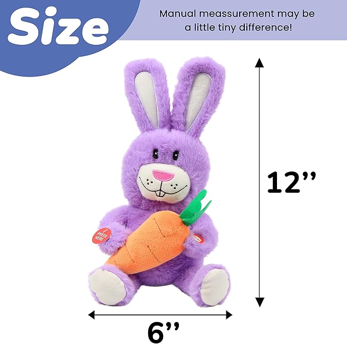 Hopearl Talking Singing Bunny Repeats What You Say Rabbit Musical Shaking Head Electric Interactive Animated Toy Speaking Plush Buddy Gifts for Toddlers, Purple, 15''