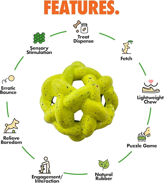 Max Fusion with Nike Grind, Arlee Gyro Treat Dispensing Dog Toy, Durable Dog Treat Toy, L