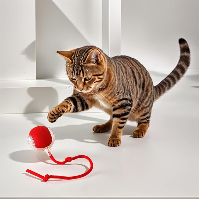 Electric Cat Toy - Automatic Rolling cat Toy with Motion sensors, Designed for Indoor Cats, Suitable for Solo Play (USB Rechargeable) (Greener)