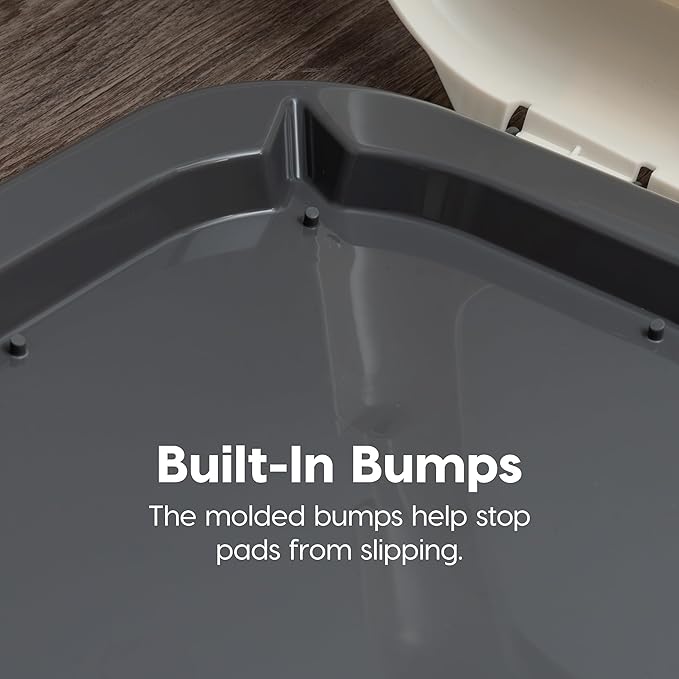 IRIS USA Pee Pad Holder - Extra-Small Sized Dog & Puppy Pee Pads, Secured Latches, Non-Skid Feet, High Polish Finish for Easy Cleaning, Leak Protection, Fits 14"x17" Pad Puppy & Toy Breeds, Dark Grey