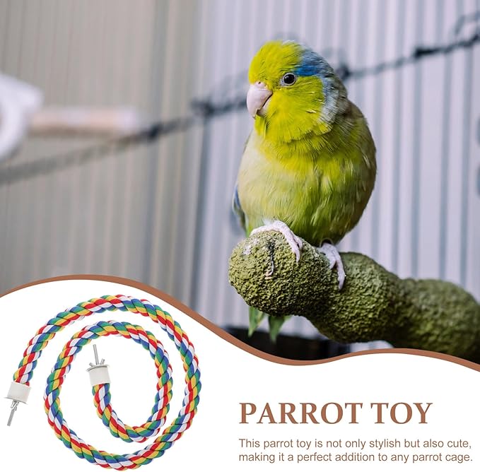 iplusmile Bird Rope Perches Toys for Parrots, Birdcage Spiral Swing Bungee Colorful Rope Toy for Parrots, Cockatiels, Parakeets, Budgie Cages Accessories (40inch)