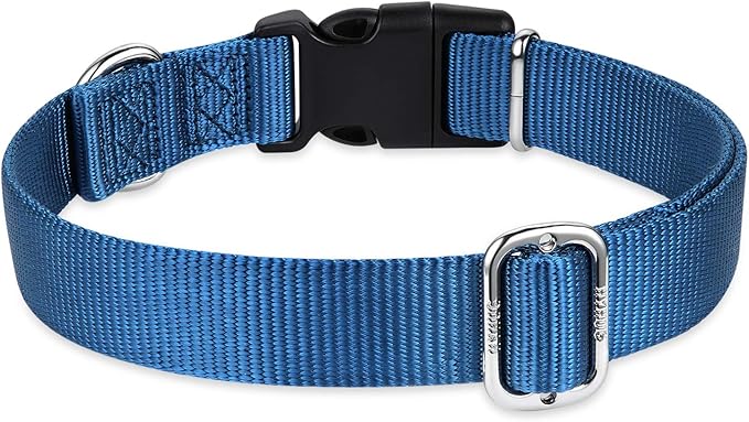 Hyhug Small Dog Collar Quick-Release Blue| Heavy-Duty Nylon Puppy Collar, Adjustable & Durable Pet Supplies for Boy & Girl Dogs (Small, Classic Blue)
